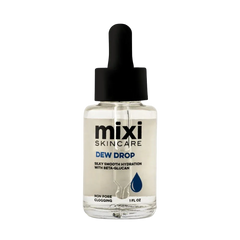 Bottle of mixi skincare Dew Drop on a white background